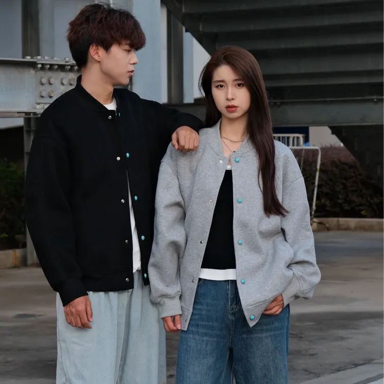 ins潮流百搭棒球服休闲夹克420g仿绿松石重磅面料宽松情侣外套