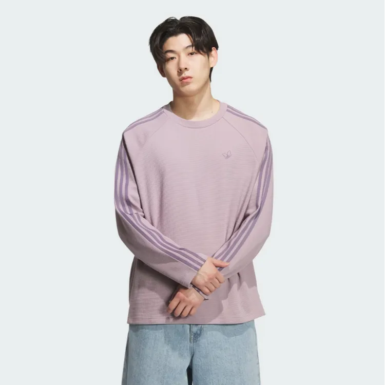 阿迪达斯新品休闲T苏翊鸣共创系列华夫格运动长袖圆领T恤KH1176