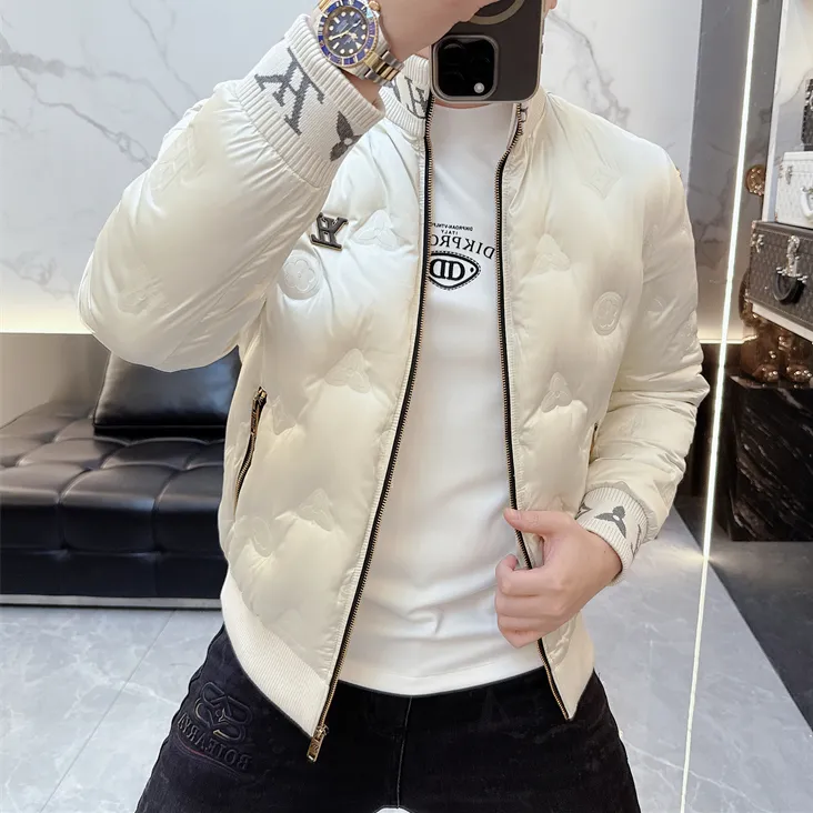 2025新款潮牌欧货男士羽绒服冬季时尚重工刺绣翻领外套保暖潮6688