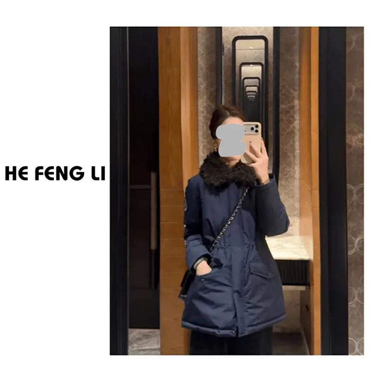 高级感拼接棉服2025冬季撞料细节日常造型个性气质格调