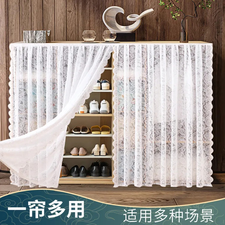 柜子遮挡帘纱帘橱柜货架帘子遮挡杂物衣柜防尘帘免打孔书柜遮丑帘