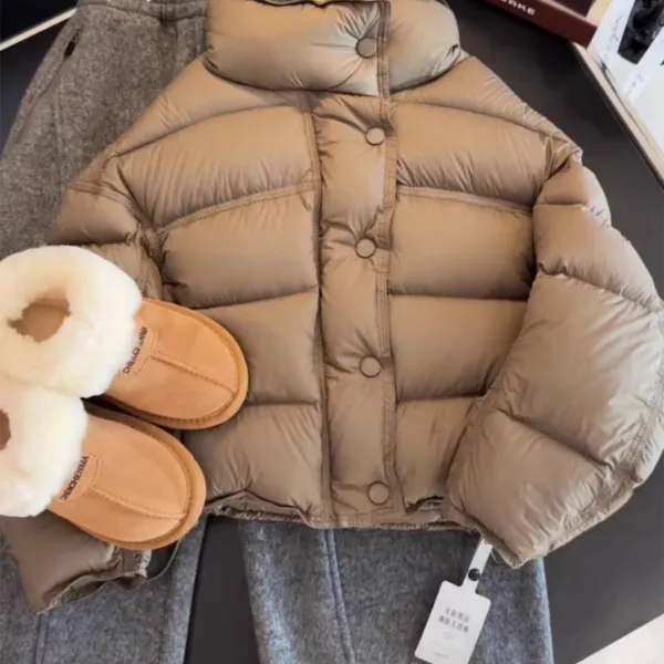 女童羽绒服冬季2025新款儿童白鸭绒面包服女孩外套装加厚立领