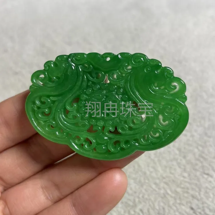 干青色铁龙生镂空仿古龙凤吊坠玉佩福字玉佩古风锁骨玉坠翡翠配饰