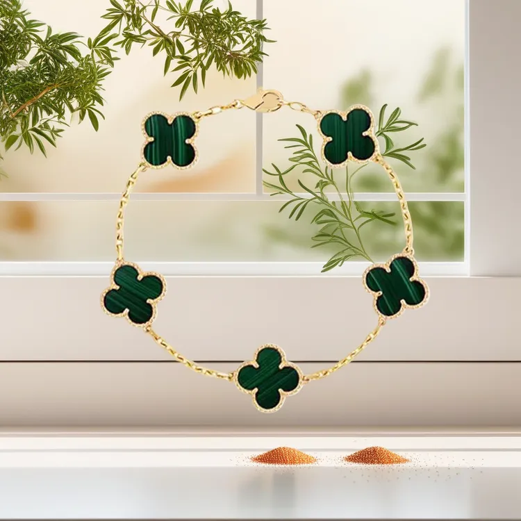 合金贝壳手链 周笙笙高定版本四叶草手链梵家F