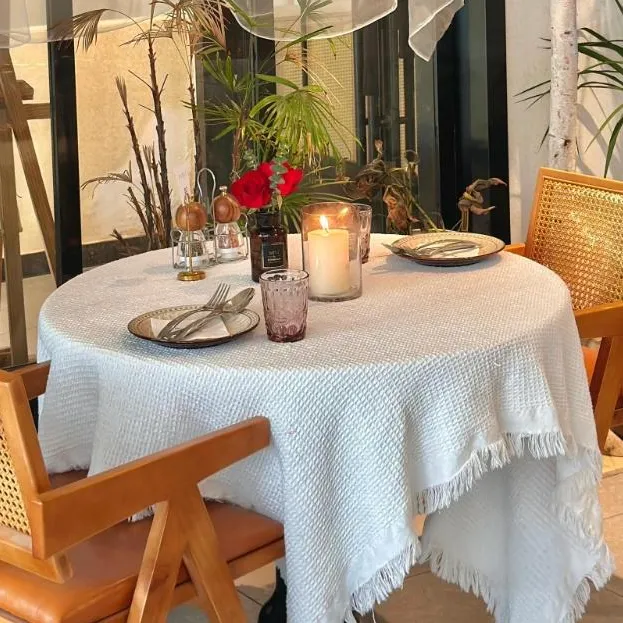 法式ins高级感桌布圆形长方形布艺棉麻白色餐桌布茶几台布装饰