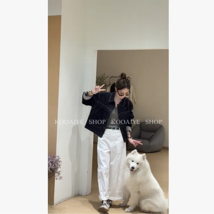 【竖条牛仔衣】秋季新款韩系休闲简约基础显瘦百搭洋气牛仔衣