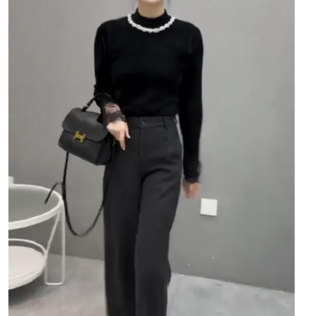 2024冬季新款时尚女装网红潮流气质靓丽漂亮高领打底衫裤子女幸