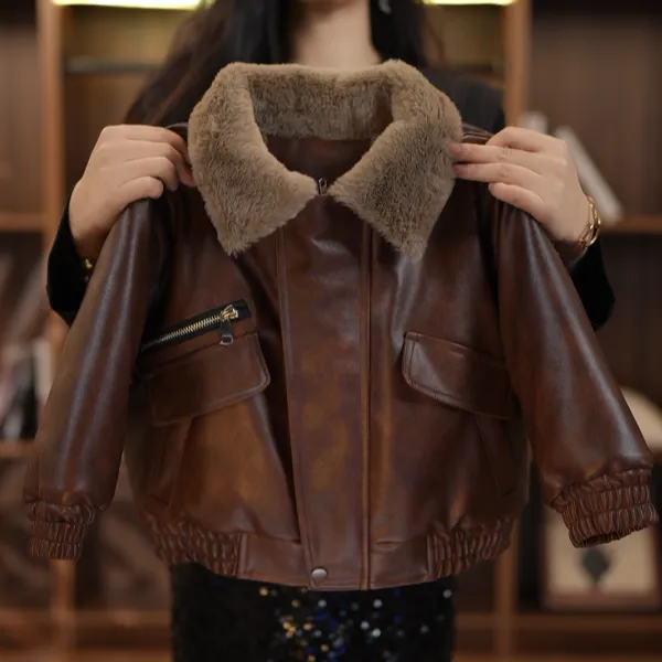 拉链厚款冬季皮衣夹克加厚童装洋气短款韩版时尚儿童女童男童加绒