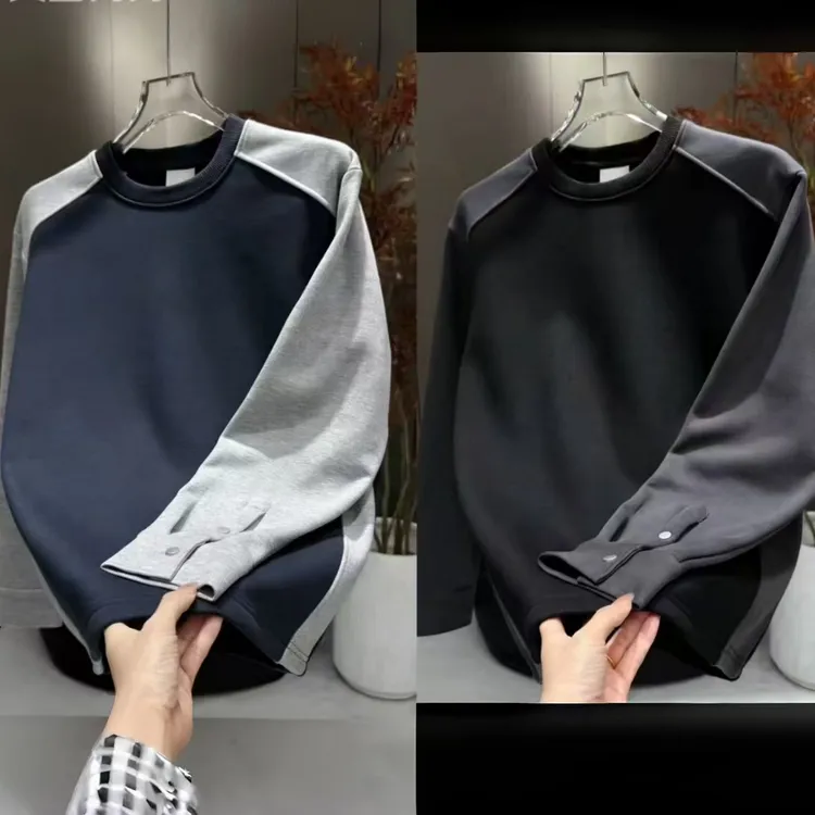 新款男士拼接时尚加绒卫衣96728款