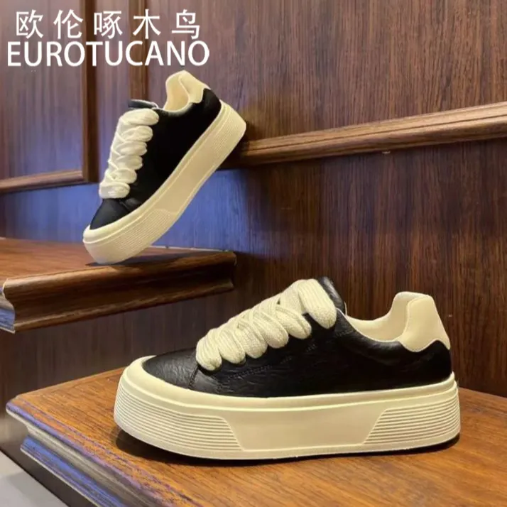 欧伦啄木鸟EUROTUCANO秋季新款流行爆款厚底增高男鞋百搭休闲板鞋