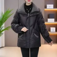 洋气妈妈装棉服女加厚保暖时尚减龄棉衣翻领宽松遮肚遮肉气质袄子