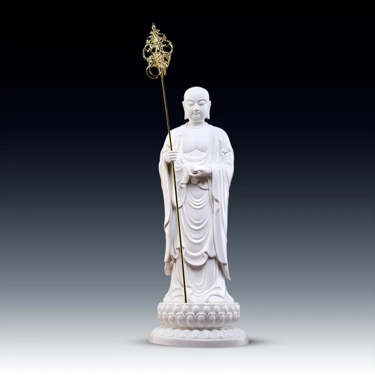 七珍陶瓷摆件《九华山地藏》家用瓷像德化白瓷地藏像