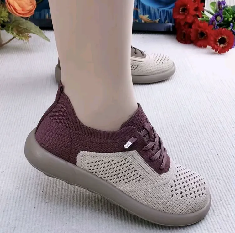 舒适休闲鞋女一脚蹬新款软底妈妈单鞋网面透气平底轻便