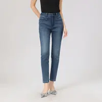 阿玛施AMASS百搭气质高腰休闲简约紧身九分牛仔裤小脚裤5100541