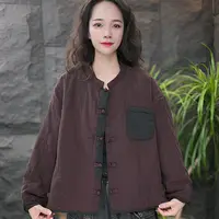 JJ棉衣透气薄款女保暖立领极简风短外套宽松休闲春秋百搭长袖中式