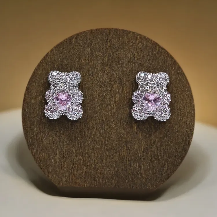 非金属珐琅耳饰 女轻奢耳饰简约耳钉满钻彩色饰品紫色甜美可爱