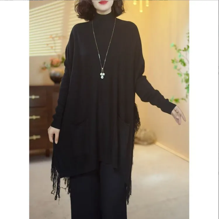 【X076】2025新款山羊绒时尚百搭宽松针织上衣