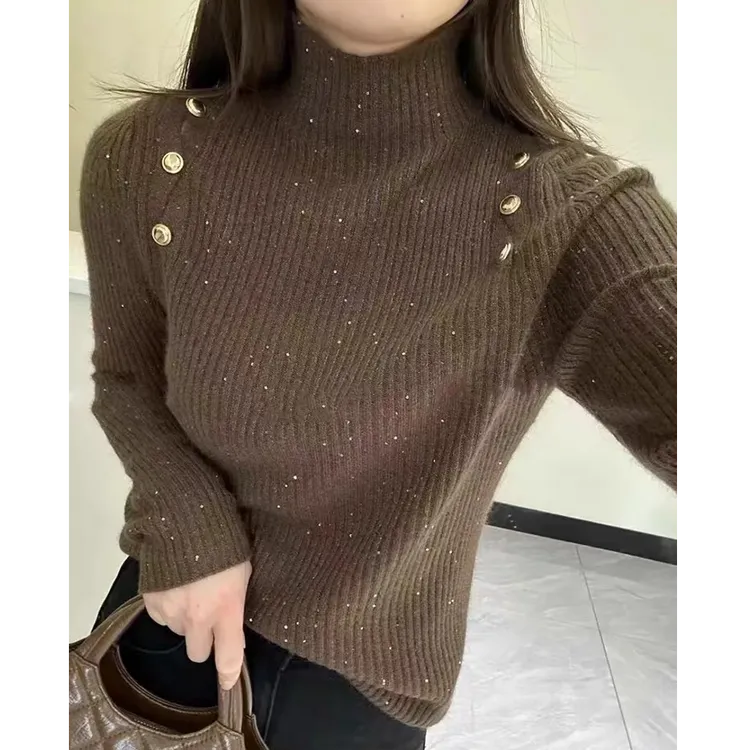 超美亮丝半高领打底针织毛衣秋冬新款软糯百搭时尚显瘦内搭打底衫