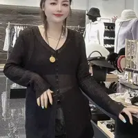 〖猫姐衣橱〗秋冬新款时尚微透洋气纽扣款宽松小衫3363