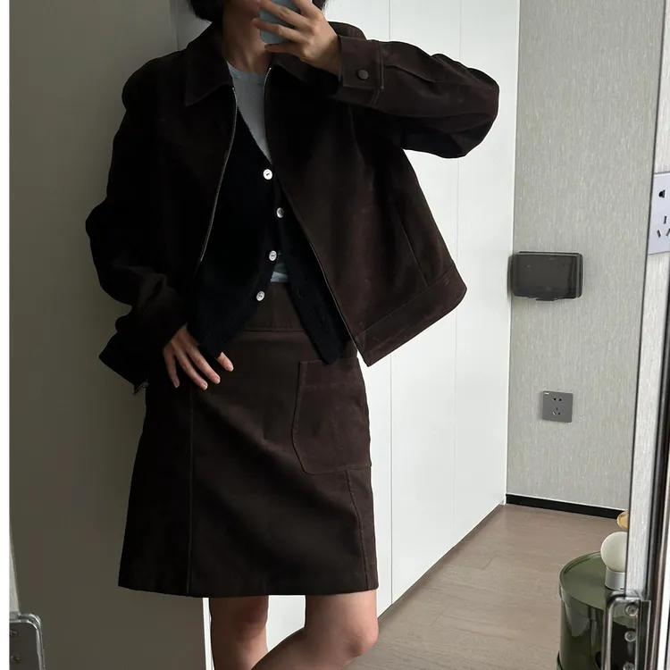 复古辣妹气质套装女2025时尚简约高级感翻领夹克外套半身裙两件套