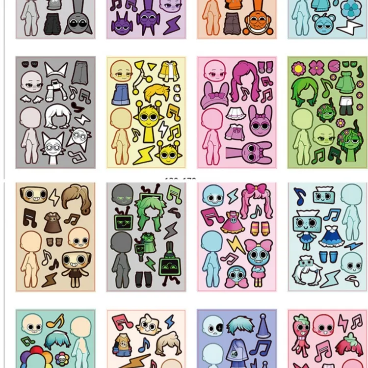 节奏盒子贴纸换装贴纸女孩diy趣味换装手工益智玩具手帐解压