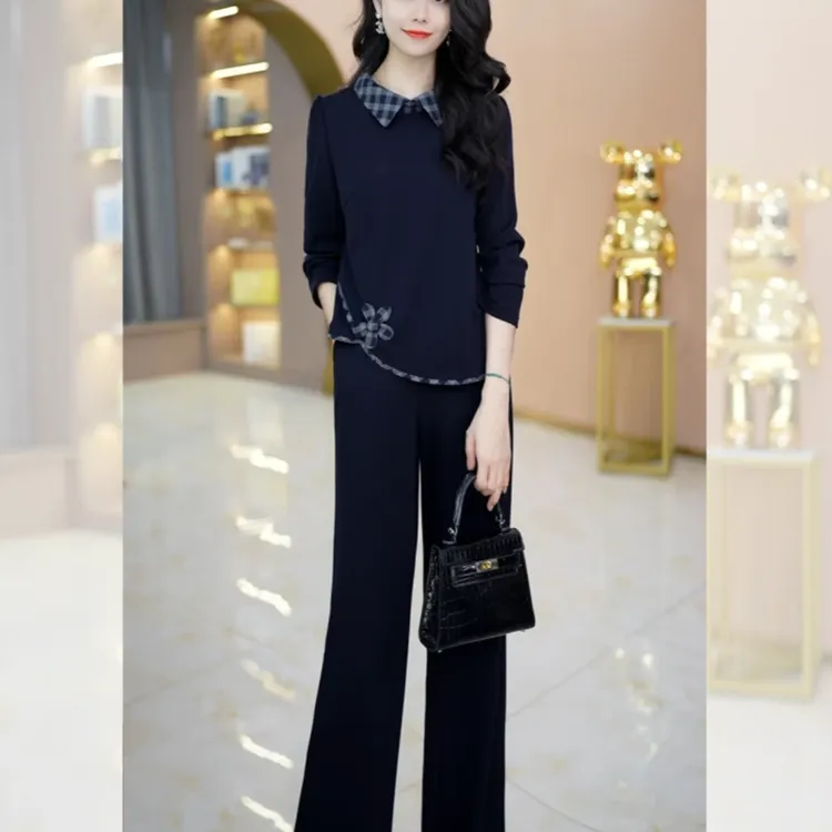 彩萱服饰【上衣+裤子】优雅新款气质时尚大气减龄收腰品瘦套裤