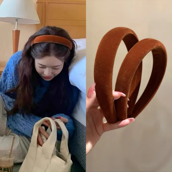 秋冬美拉德南瓜色丝绒发箍女2025新款气质压发头饰高颅顶头箍
