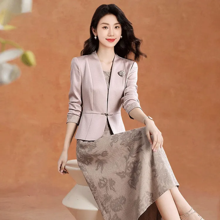 重要场合两件套装连衣裙女2025早秋轻奢高级感喜婆婆妈妈婚宴礼服