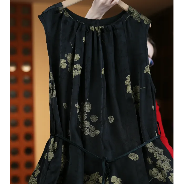 《达人专属》1154年轻款新中式真丝连衣裙