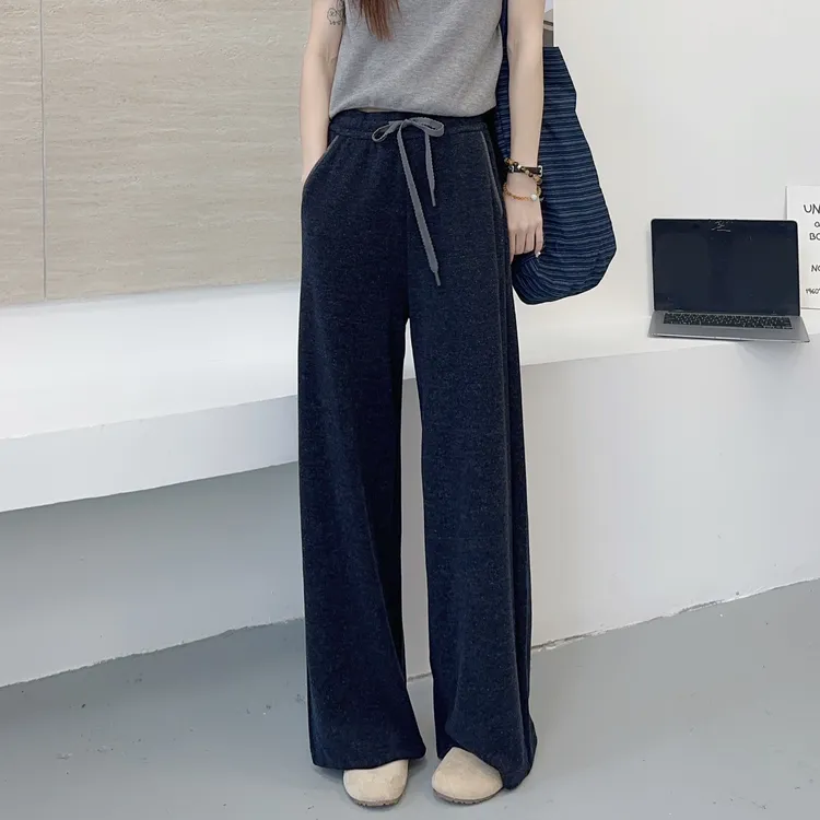 门店329！兔毛绒~秋冬加绒款慵懒风窄版显瘦百搭阔腿裤