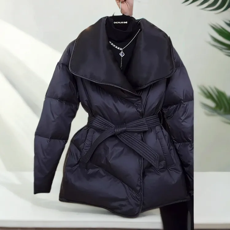 小香风黑色收腰棉服外套女冬季加厚保暖高级感气质外穿面包服上衣