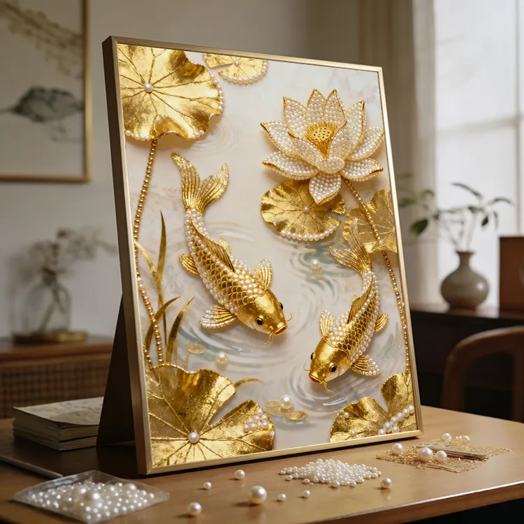 （福鱼）DIY珍珠画手工创意好寓意客厅装饰画送朋友闺蜜礼物