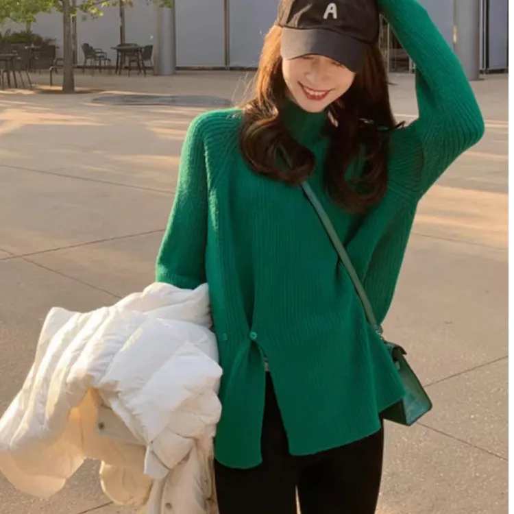 【不规则针织衫】秋季2024新款爆款大码宽松针织打底衫百搭洋气上衣