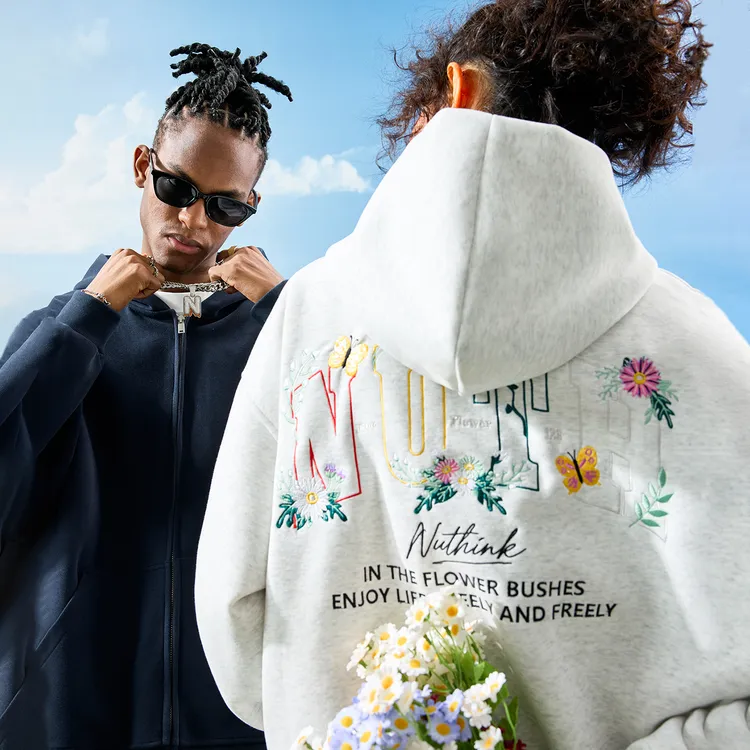 美式潮牌连帽卫衣开衫花卉刺绣字母外套男女秋季卫衣秋季新款