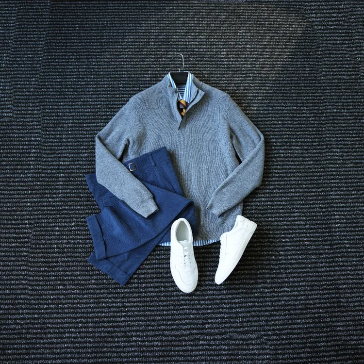 CssuGent 100%绵羊毛 高端26支半高领针织毛衣男休闲痞帅保暖线衫