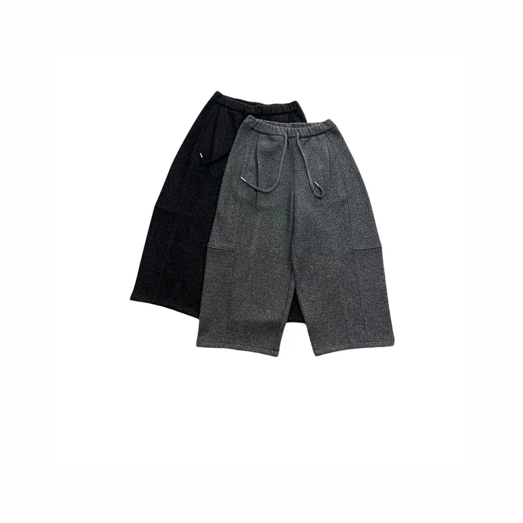 【花苞靴裤】澳州绵羊毛‘’显瘦高腰磨绒休闲裤八分弯刀阔腿裤7191