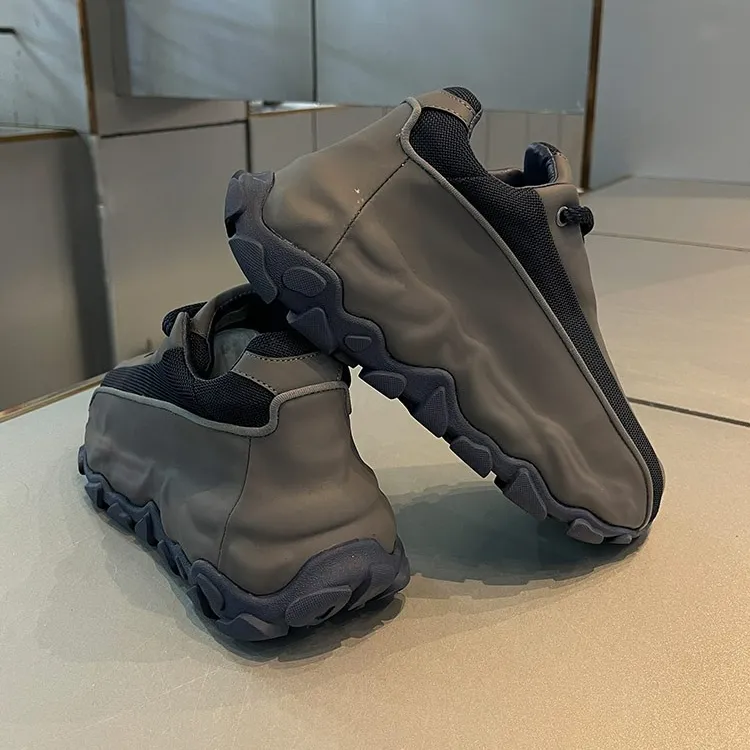 AB欧洲站男鞋春秋新款低帮厚底老爹鞋潮流增高保暖百搭休闲鞋子男