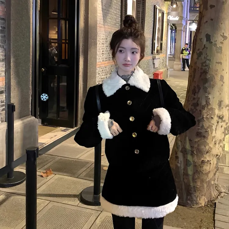 【赫丽日记】冬季气质秋冬法式套装黑色小香风上衣时尚半裙套装女