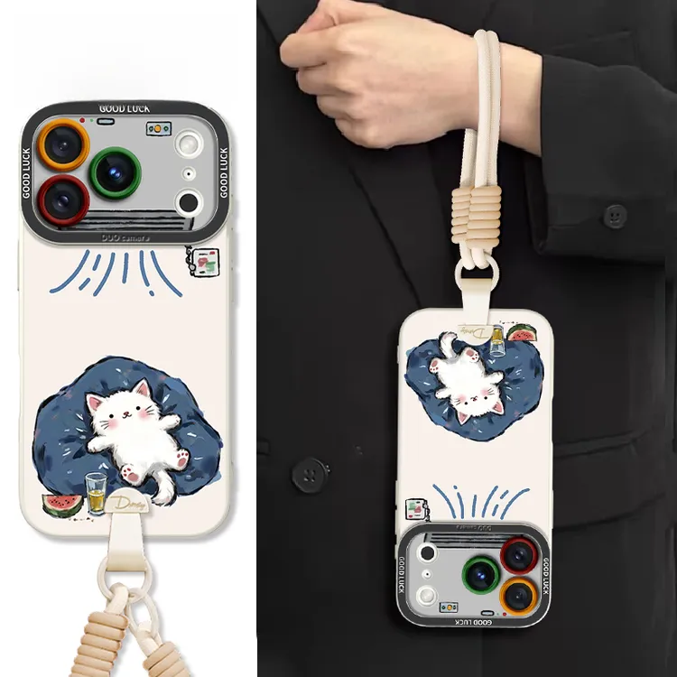 油画吹空调猫咪适用苹果17promax手机壳iphone16pro卡通可爱15pro