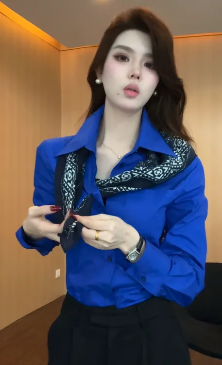 【梦调因蓝】高级感时尚气质小众百搭显瘦长袖衬衫ZKK1102款