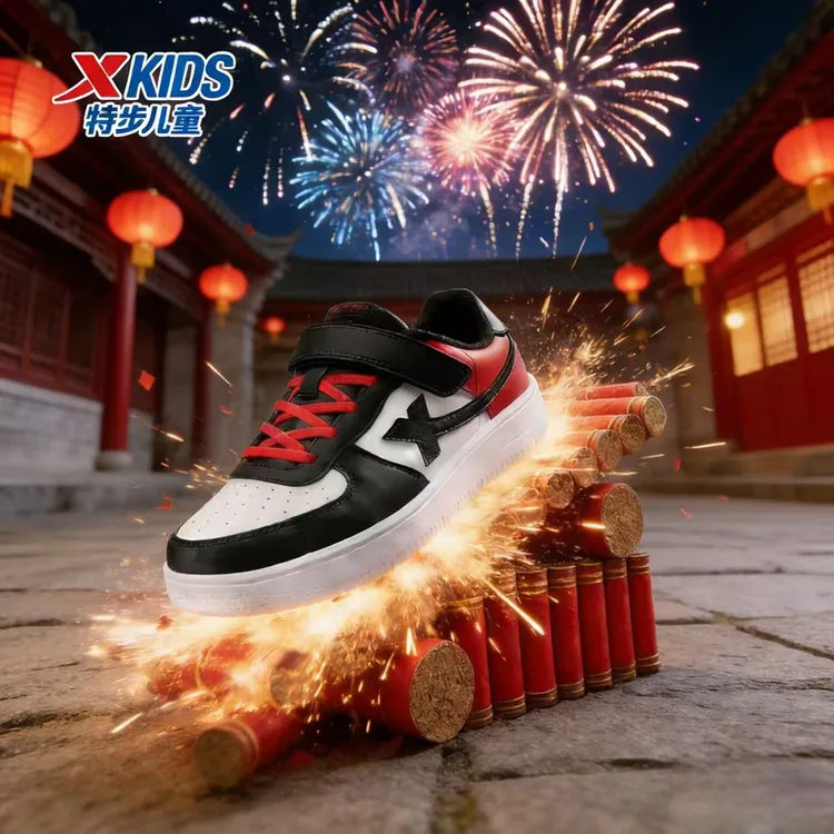 【马年款】特步儿童冬季防水皮面板鞋时尚百搭休闲鞋675116319148