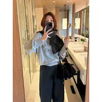 【唐悠悠mgdm】纯棉复古字母印花插肩袖卫衣女宽松休闲运动打底上衣
