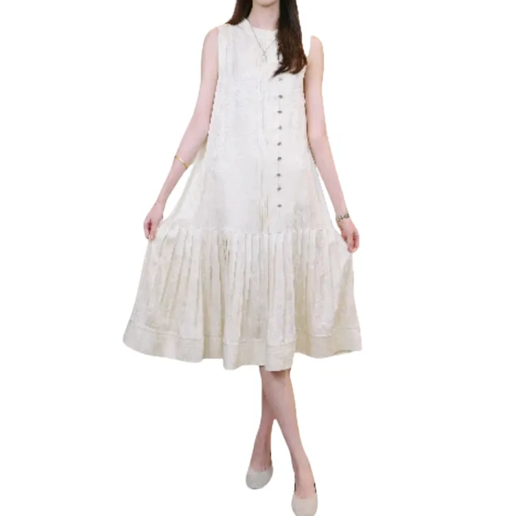 气质时尚复古宽松设计师显瘦长款无袖连衣裙S253Z1228