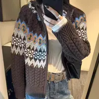 新款气质休闲连帽拉链开衫毛衣Z3670
