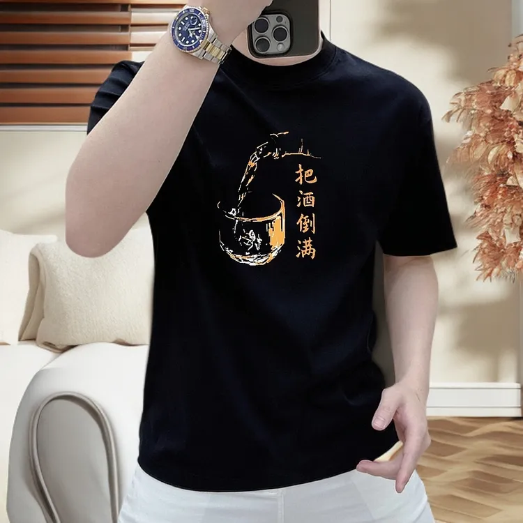 2025新款潮牌短袖t恤 重磅纯棉体恤男装时尚圆领休闲百搭上衣半袖