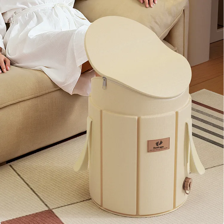 deHub新款可折叠保温足浴桶加高过小腿护膝家用泡脚桶养生洗脚盆