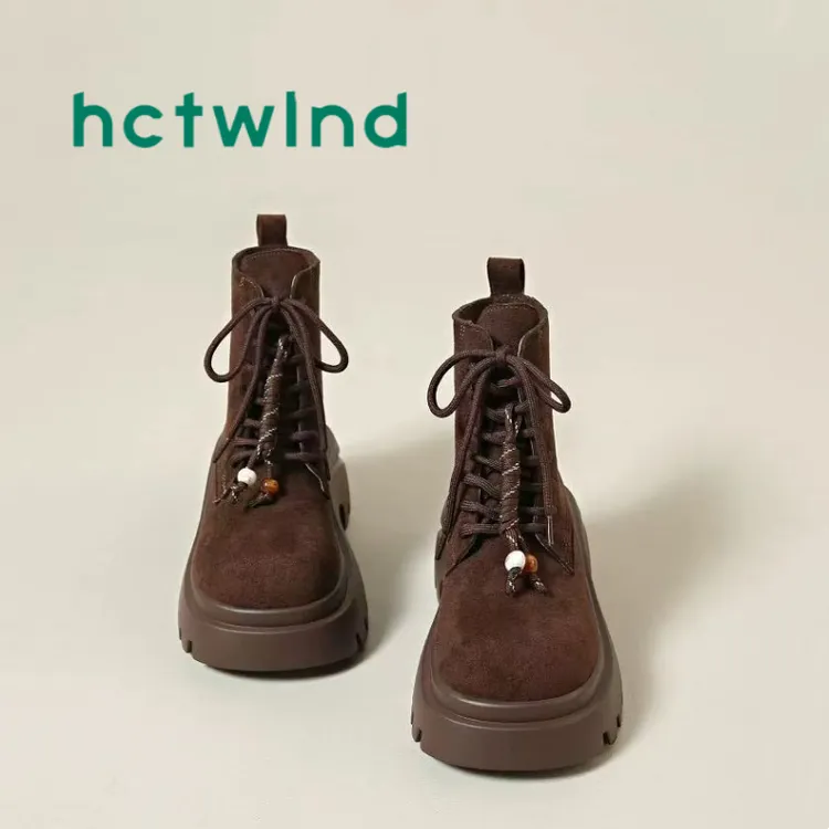 热风百搭美拉德厚底马丁靴女2025秋季新款靴子增高英伦风复古短靴