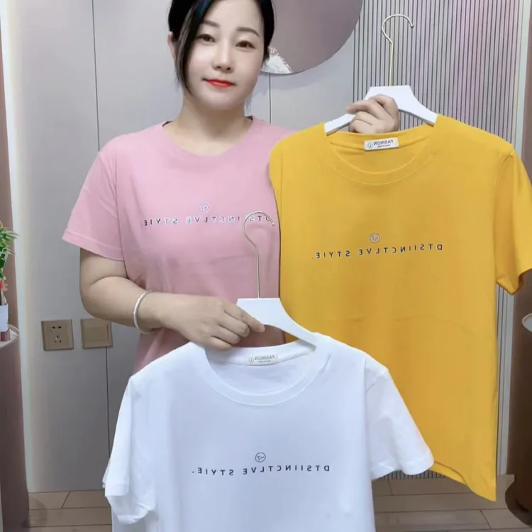 2025新款夏季彩色纯棉短袖T恤女【字母】正肩简约宽松休闲时尚百搭