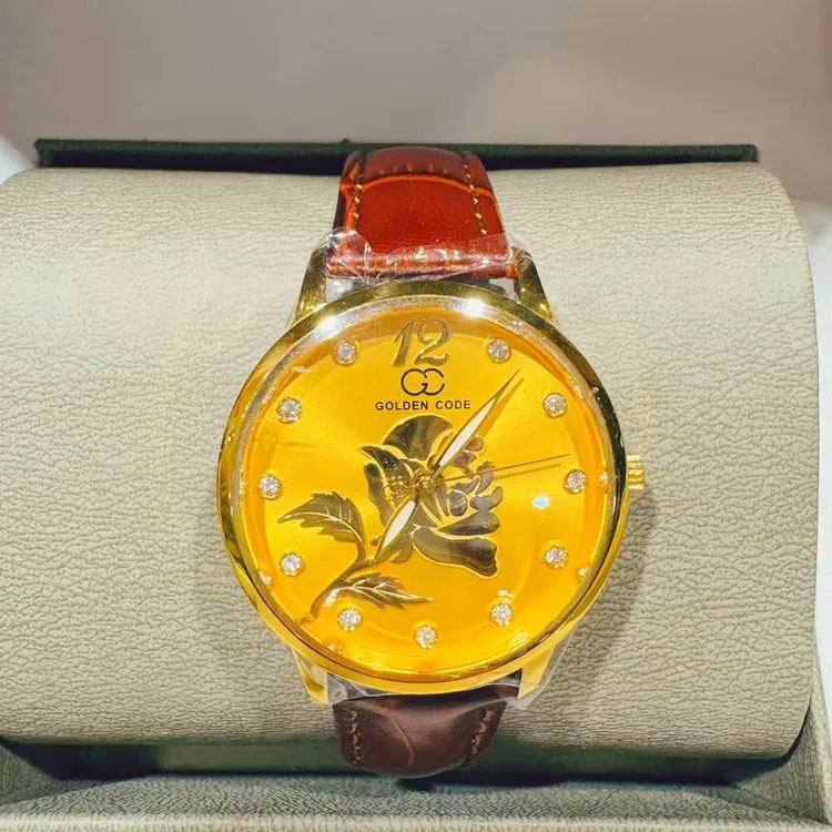 女士金表金玫瑰石英机芯黄金腕表防水奢华超薄典雅