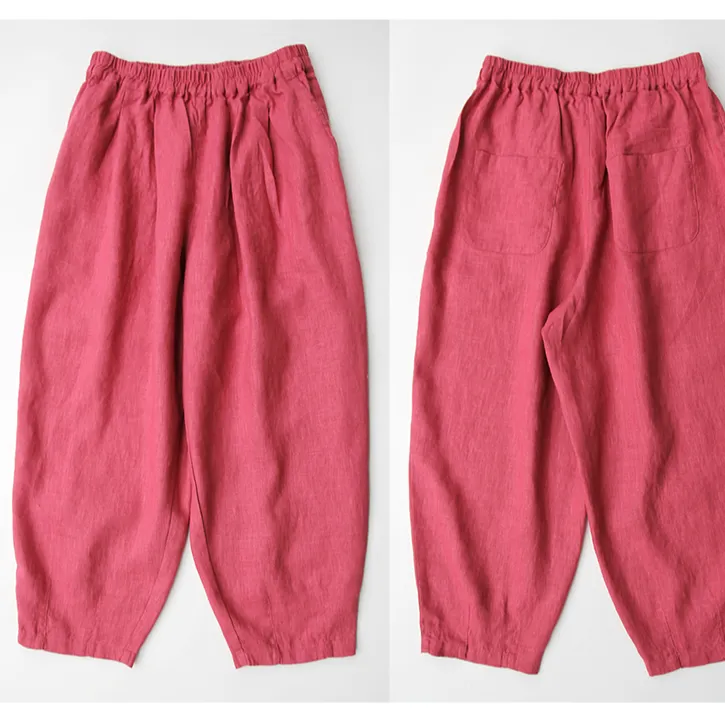 9支亚麻大码休闲宽松显瘦夏季纯色萝卜女九分裤